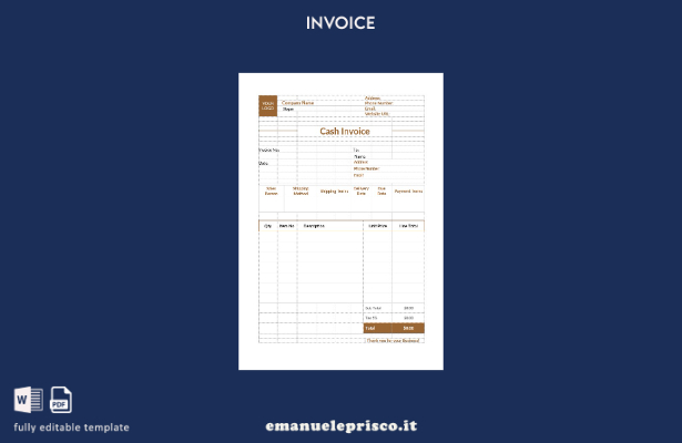 modello di fattura in contanti in stile verificato